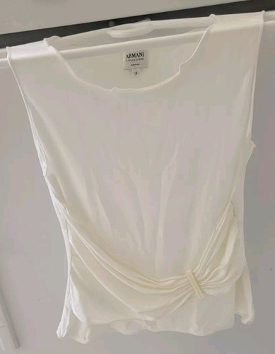 Armani Collezioni white tank top knot with detail sleeveless size 4 women