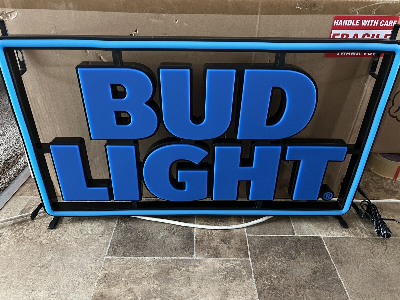 BUD LIGHT BEER LED LIGHT UP SIGN GAME ROOM MAN CAVE BAR PUB BUDWEISER