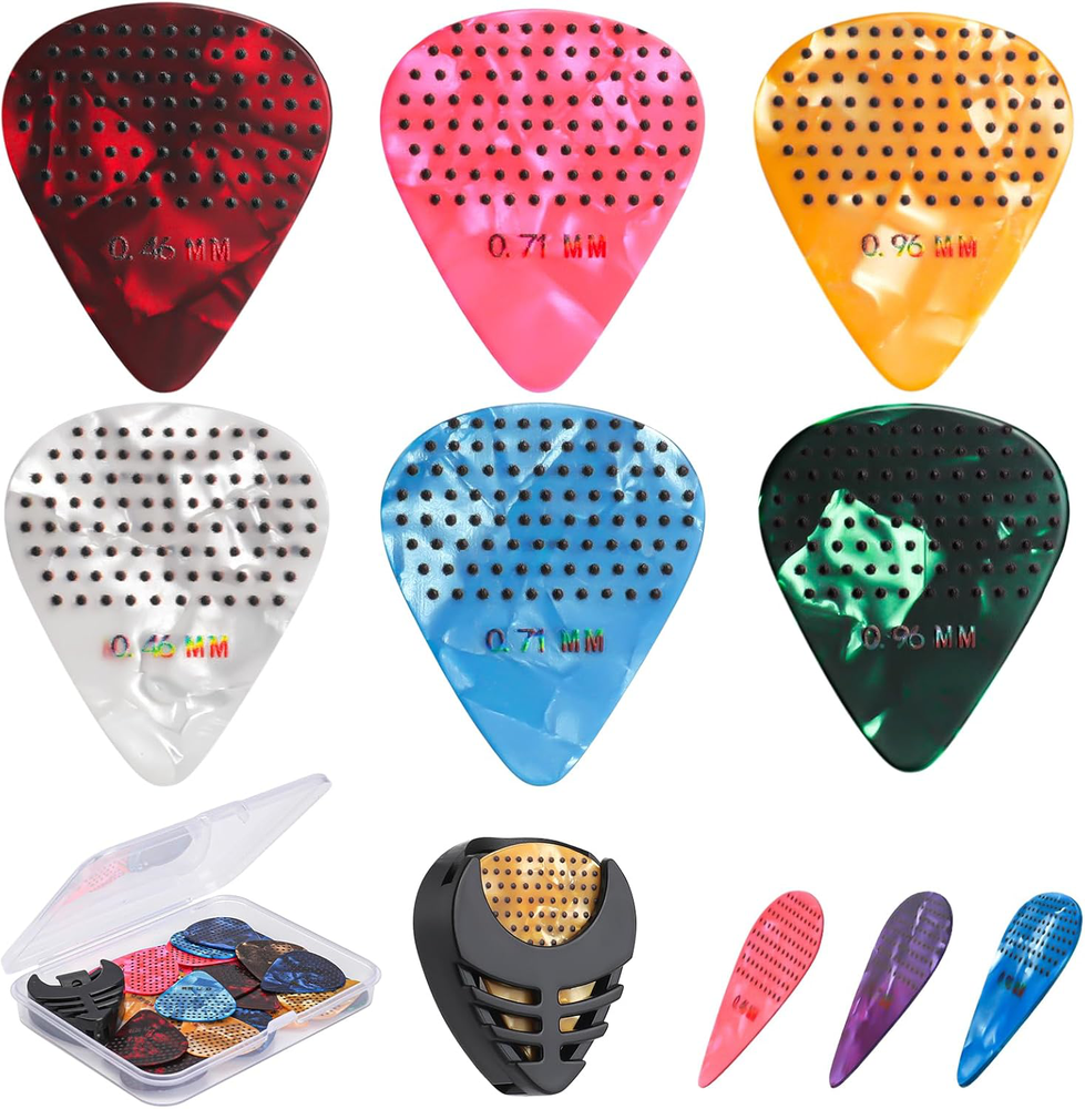 15-Piece Non-Slip Celluloid Guitar Picks with Storage Case
