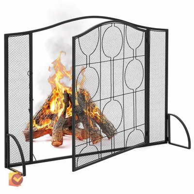Uniflame Fireplace Screens Black Decorative Single Panel Living