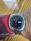 VINTAGE Blue 1970'S SEIKO BELLMATIC BELL-MATIC 4006-6040 With Coffin Band