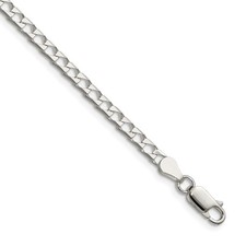 Sterling Silver 3.25mm Diamond-Cut Square Curb Chain Necklace