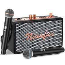 Karaoke Machine, Retro-Design Speaker with 2 Wireless Medium Size, Rose Gold 