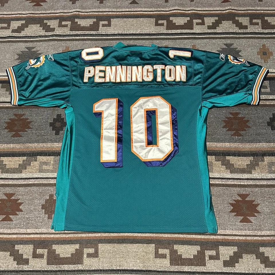 Camiseta de los Miami Dolphins Chad Pennington Reebok NFL auténtica para hombre 48 grande de colección B1 Foto 2 de 4
