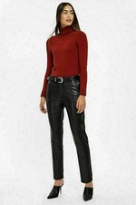 New Genuine Handmade Women's Black Leather Pant Lambskin Slim Fit Formal Stylish