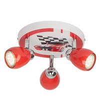 Brilliant Lampe Racing Led Spotrondell 3Flg Rot/Weiß-Schwarz | 3X LED-PAR51, GU1