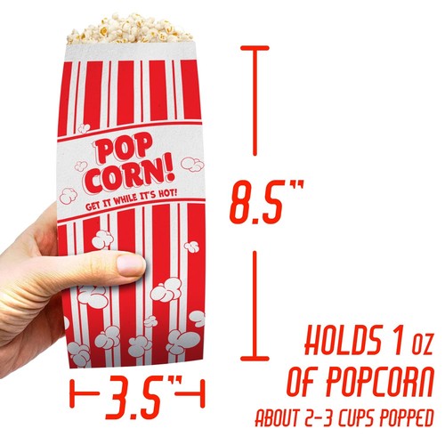 Popcorn Bags Coated for Leak/Tear Resistance. Single Serving 1oz Paper Sleeve... - 第 7/8 張圖片