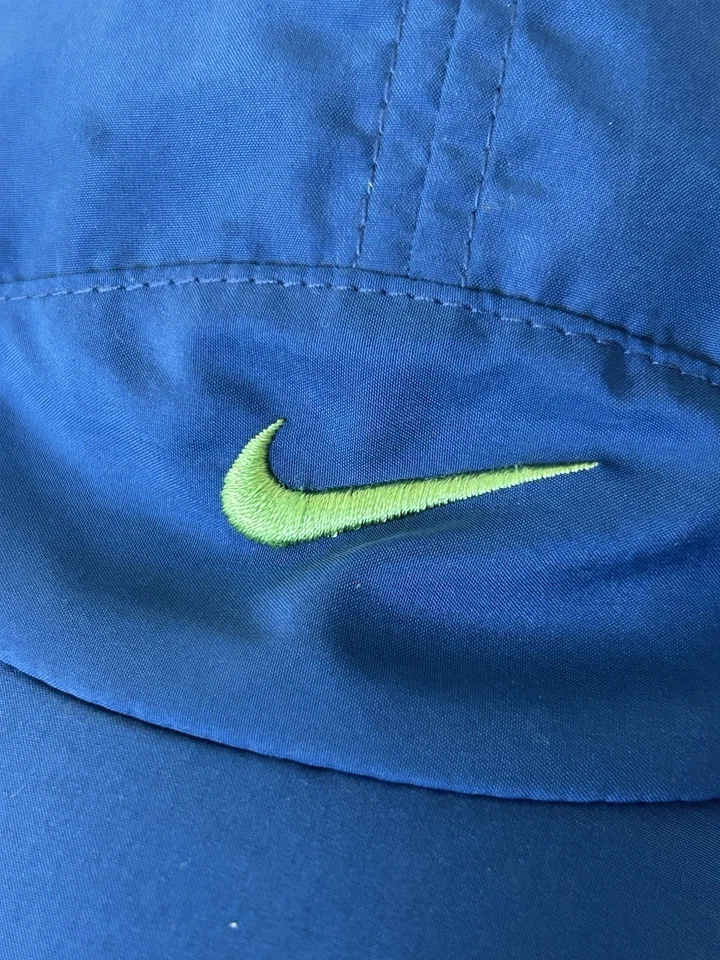 Nike Featherlight Tailwind Hat Blue White Dri Fit 7 Panel Running Neon Vintage - Image 2 of 4