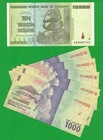 Zimbabwe 10 Trillion Dollar + Indonesia 1000 Rupiah x 5 Banknotes Lot — photo 1