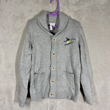 Janie and Jack Ski Cardigan Size 6 Grey Knit Button Whimsical Fun