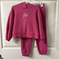 Baby Gap Pink Quilted Rib Hoodie Jogger Set 5 Years Logo Sweat Outfit