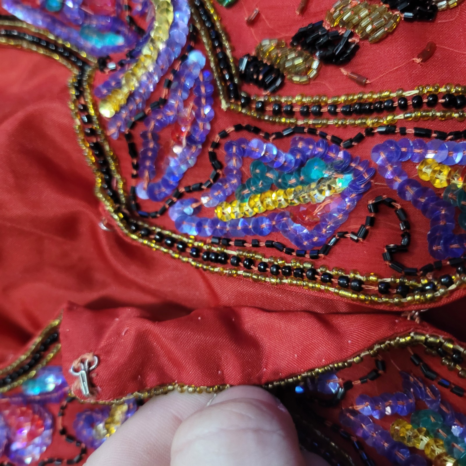 Vtg 80s 90s Laurence Kazar Silk Beaded Jacket Top Tassel Cord Evening Large