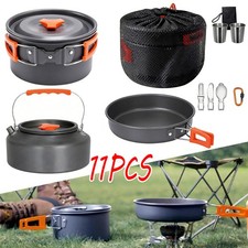 Campingbesteck Set Für 3 Personen 11Pcs Picknick Geschirr Set Alu Töpf Outdoor