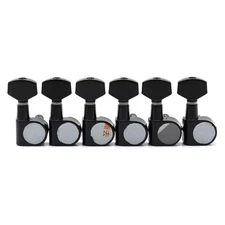 6Pcs Right 2 Pins Sealed Electric Guitar Tuning Pegs Tuners Machine Heads Black