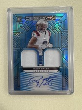 2024 Obsidian Javon Baker Rookie Patch Auto Blue Flood 25/25 BOOKEND