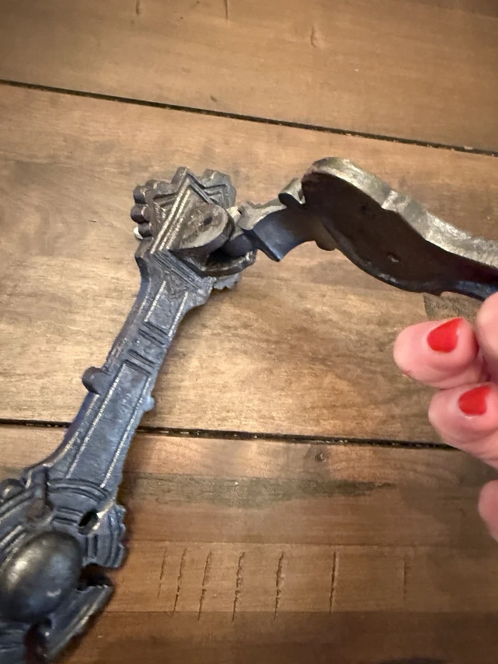 Art Nouveau Gunmetal Gray  Cast Iron Door Knocker 8.25 X 3” Heavy Gothic Salvage - Image 4 of 4