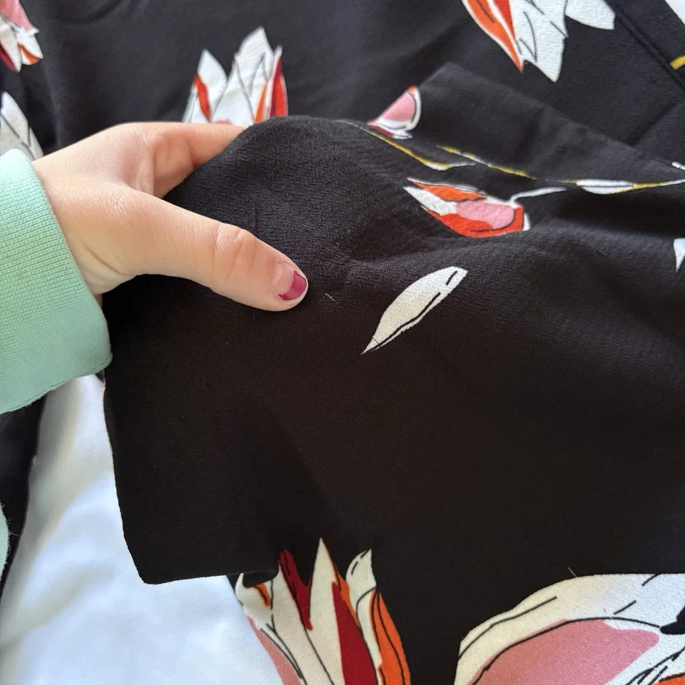 Philosophy Mujer Grande Negro Rosa Floral Pierna Ancha Boho Fluido Palazzo Pantalones Foto 4 de 4