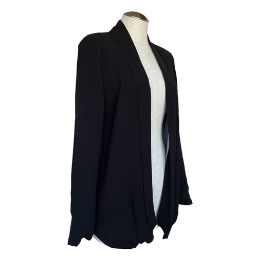 Women's Anthropologie Cartonnier Black Blazer Open Front Workwear Jacket Medium - Picture 5 of 10