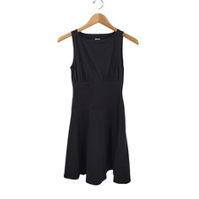 Quince Women Organic Stretch Jersey Drop Waist Mini Dress TRUE Black XS