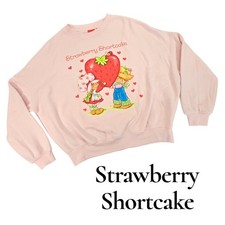 Strawberry Shortcake Pink Graphic Sweatshirt Womens S/M 2023 Relaxed Fit