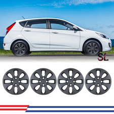 14 Hubcaps Wheel Covers For 2012-2017 Hyundai Accent Set Of 4 Snap-on Black