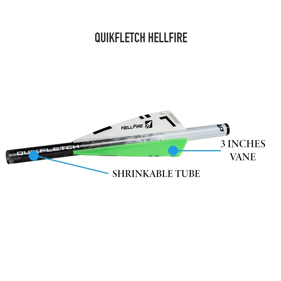 Quikfletch Hellfire Estabilizador Fletching - Blanco/Verde, 3" Foto 4 de 4