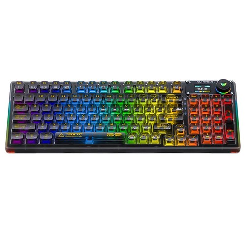 F98 Pro Wireless Mechanical Keyboard with Transparent Keycaps,Hot-swappable,P...