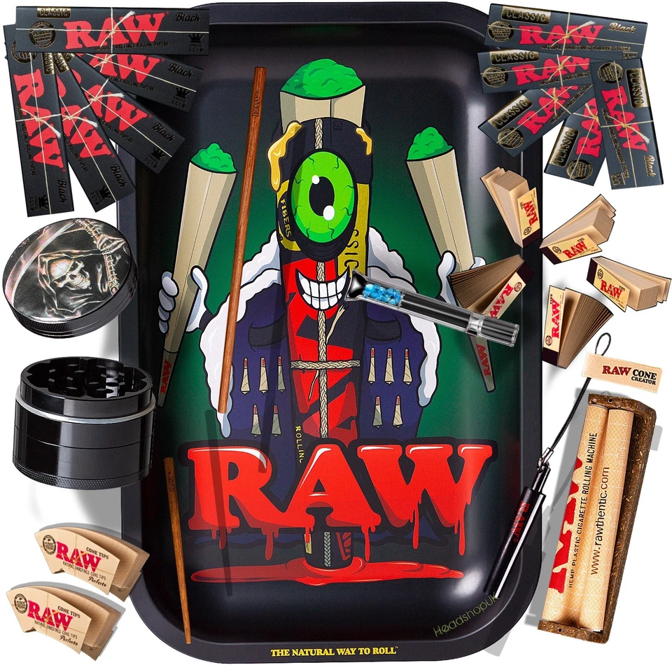 RAW Tray Gift Set Ultimate Metal Rolling Tray Smoking Gift Set Raw Limited Ed - Image 4 of 4