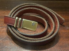 Vintage Pierre Cardin Brown Leather Narrow Belt Women Large 30 -34 Logo Spain