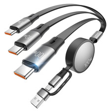 Retractable Charging Cable, 100W USB C Fast Charger Cable 3 in 1 with 30-130Cm 