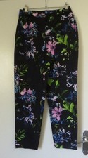 Marks Spencer Navy and Floral Cropped Trousers UK8