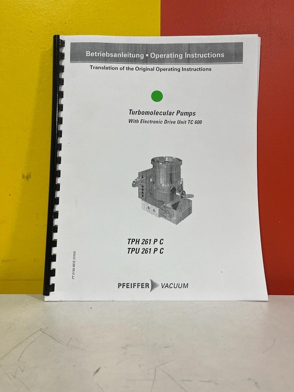 PFEIFFER VACUUM TPH 261 P C Turbomolecular Pumps Betriebsanleitung Operating