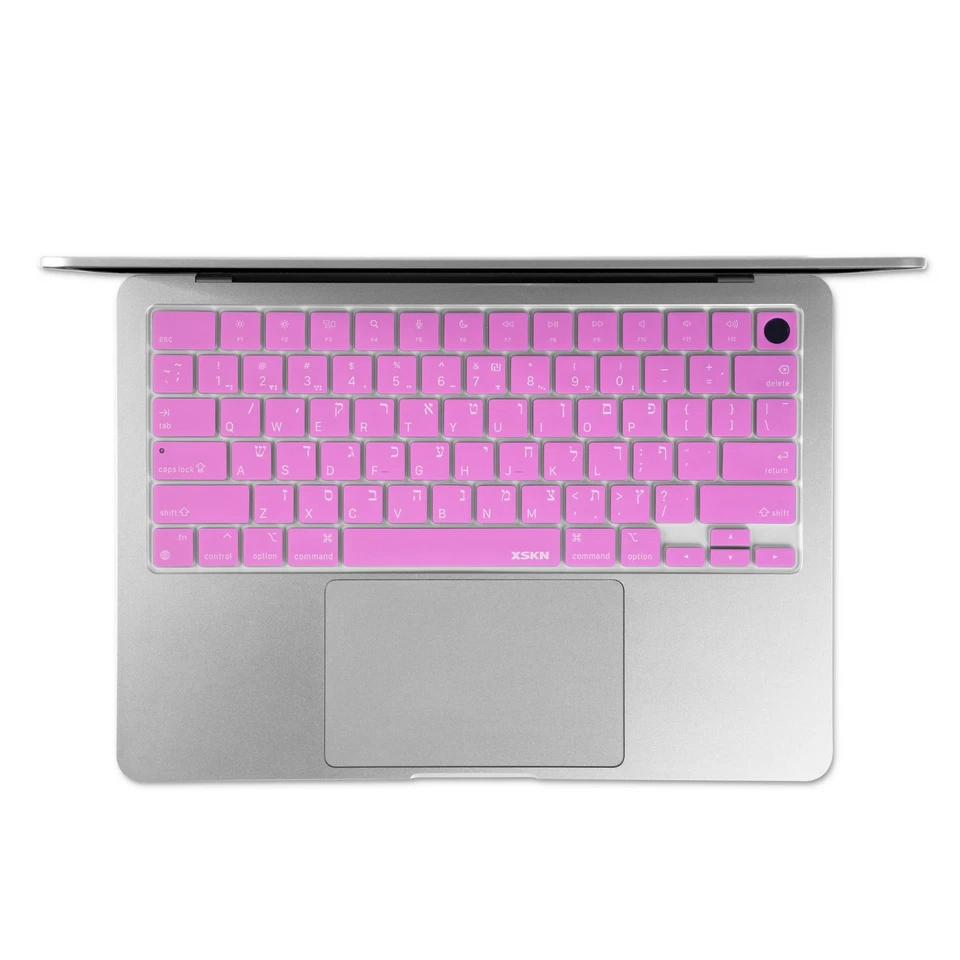 XSKN Pink Hebrew Keyboard Cover for 2022-2025 Macbook Air 13.6/Macbook Air 15.3 - Image 3 of 4