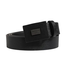 DOLCE & GABBANA Belt Men Black Calfskin Leather Square Buckle 115cm /46in 470usd