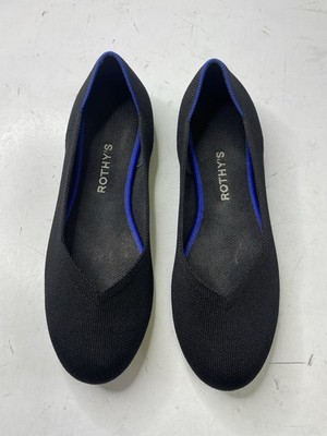 Rothy's The Flat Classic Black Round Toe Slip On Fabric Work Shoes Size 10.5