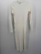 Pre-Owned Quince White Size Medium Maxi Long Sleeve Dress