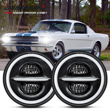 Fit Ford Mustang 1965-1978 Pair 7 Round Led Headlights Hilo Beam Dot Approved