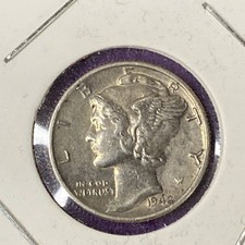 1942 Mercury Dime Silver 0.900 USA Philadelphia Mint Ref 3