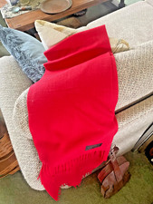 VTG 100 Cashmere Red Scarf Made In West Germany-Red 47  x10  Super Soft Fringe