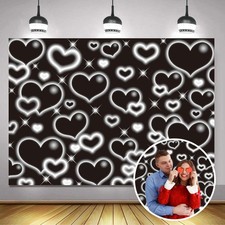 Black Heart Party Photo Backdrop 7x5FT Early 2000s Backdrops for Photoshoot L...