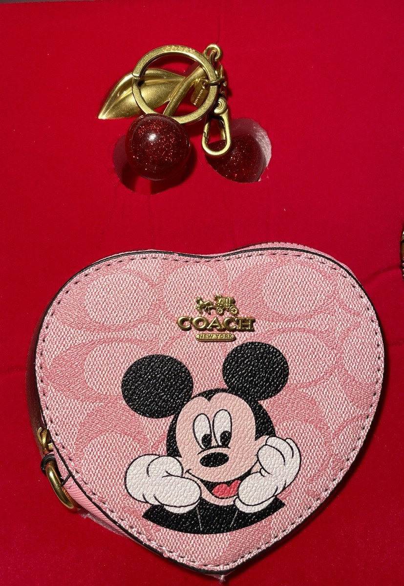 Coach x Disney Mickey Mouse Heart Shaped Bag & Wristlet Set w
