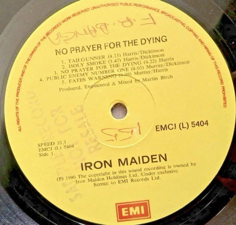 Rare Iron Maiden Zimbabwe Release Of No Prayer For The Dying. One Off Chance - Image 4 of 4