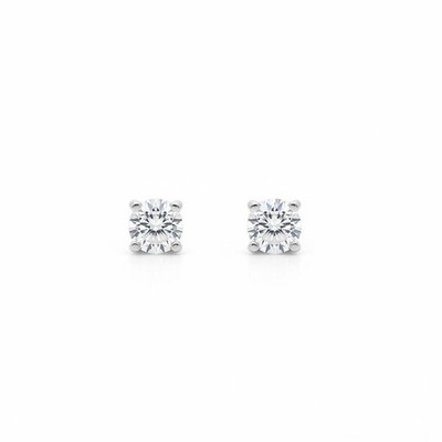 18ct 18k White Gold Solitaire Brilliant Cut Diamond Stud Earrings TDW 0.58ct New