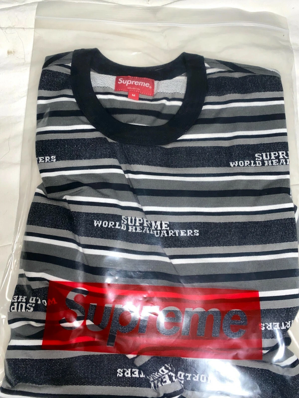 Supreme HQ Stripe S/S Top Black Size MEDIUM SHIPS SAME DAY