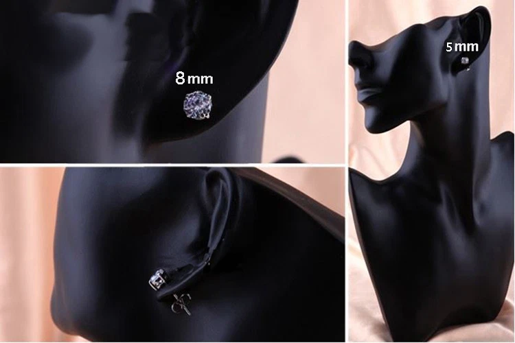 Pendientes Platino Platinado Redondos 8MM A+++ Circonita Cúbica Foto 4 de 4