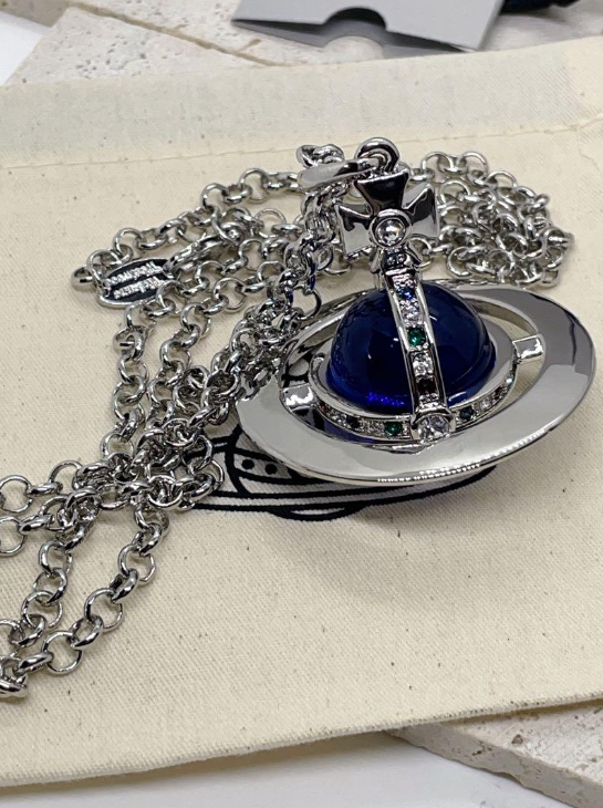 Vivienne Westwood Pearl Blue Orb Necklace Pendant Silver Plated | eBay