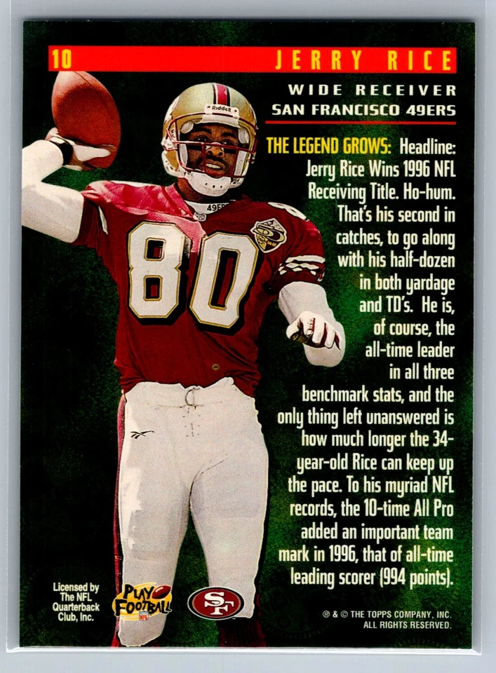 1997 Stadium Club Members Only 55 Jerry Rice #10 - Image 2 of 2