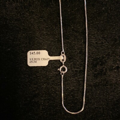 NEW Sterling Silver  Box Chain $40cm 50cm 45cm Rhodium Plated  Italian 925