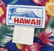 Vintage Mens Hawaii Shirt Large Blue Rayon Floral Hibiscus Paradise Camp Collar