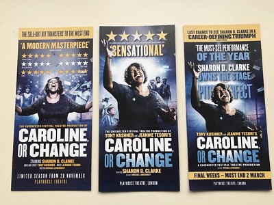 3x verschiedene Flyer/Handzettel CAROLINE ODER WECHSEL Sharon D Clarke Spielhaus Theater